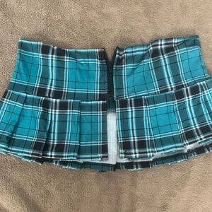 Teal plaid miniskirt costume lingerie